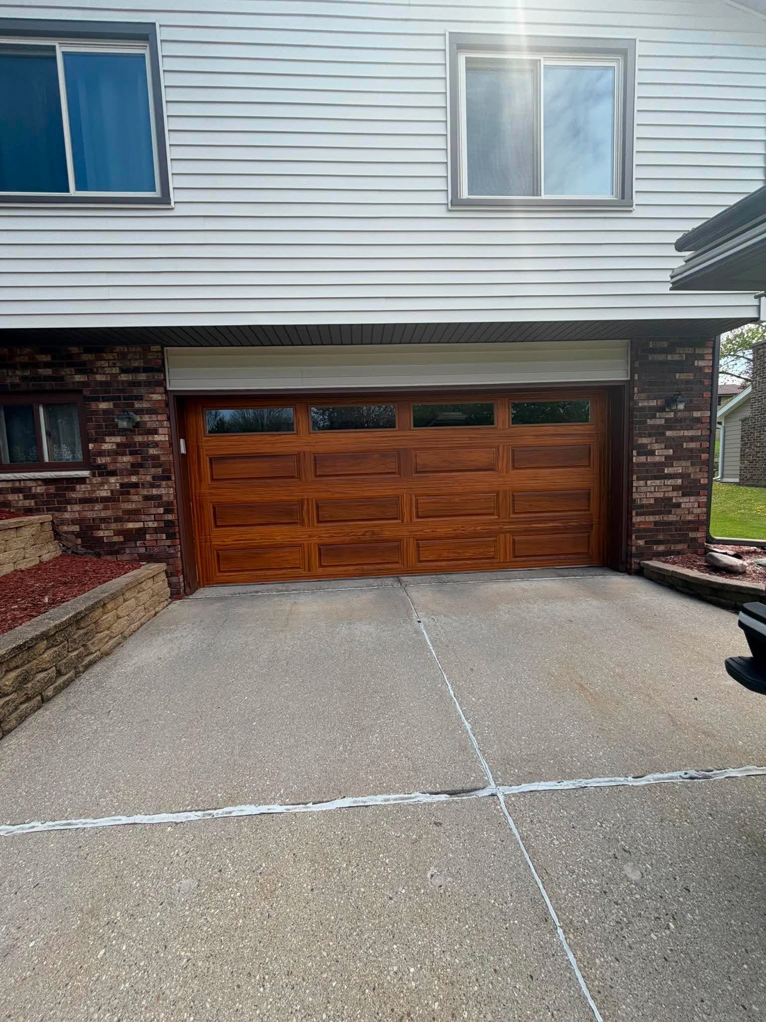 Cedar insulated steel garage door
